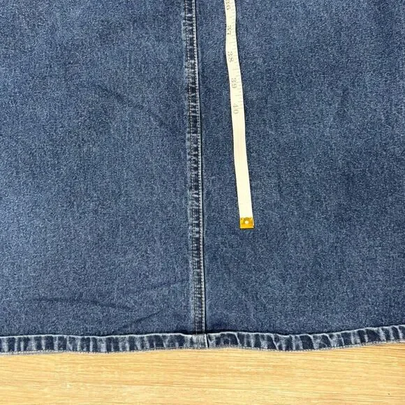 Denim Cargo Dress Womens Size 2X Y2K 00s Midi J.L.N.Y. Vintage Side Slits Maxi - Picture 7 of 10